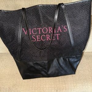 Victoria's Secret Black and Pink Mesh Tote